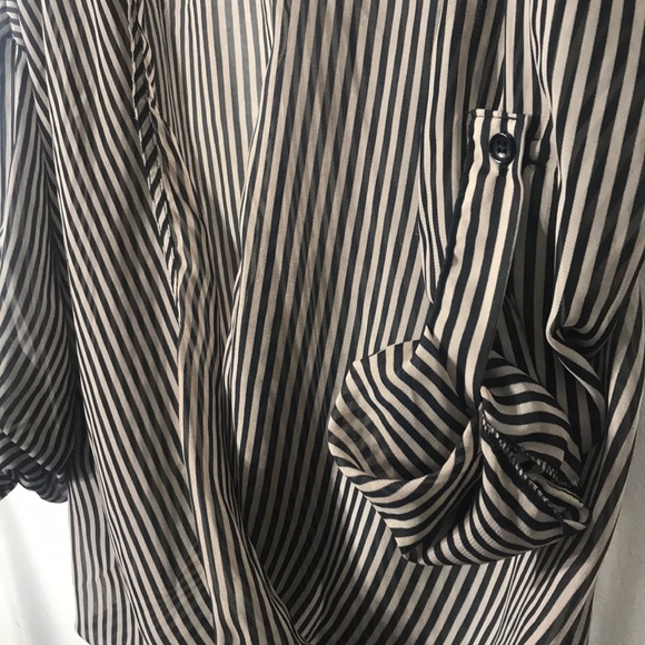 Tan brown / black stripe blouse - Picture 5 of 5